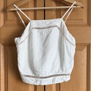 Abercrombie & Fitch White Crochet-Trim Camisole Tank Top